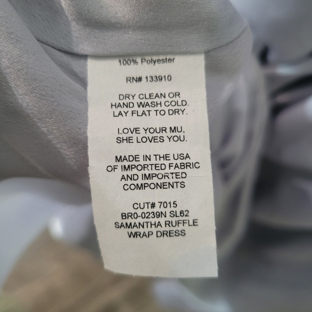 Show Me Your Mumu Samantha Ruffle Wrap Dress Luxe Satin Gray Medium NWT - Picture 5 of 6
